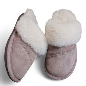 Nuknuuk Women’s Slip-On Slippers Size 6 Light Pink Blush Suede and Sherpa